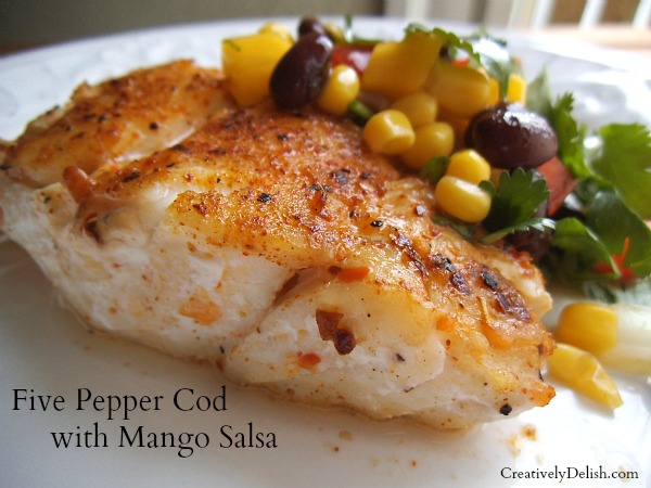 Cape Cod Caught 5 Pepper Cod with Mango Salsa